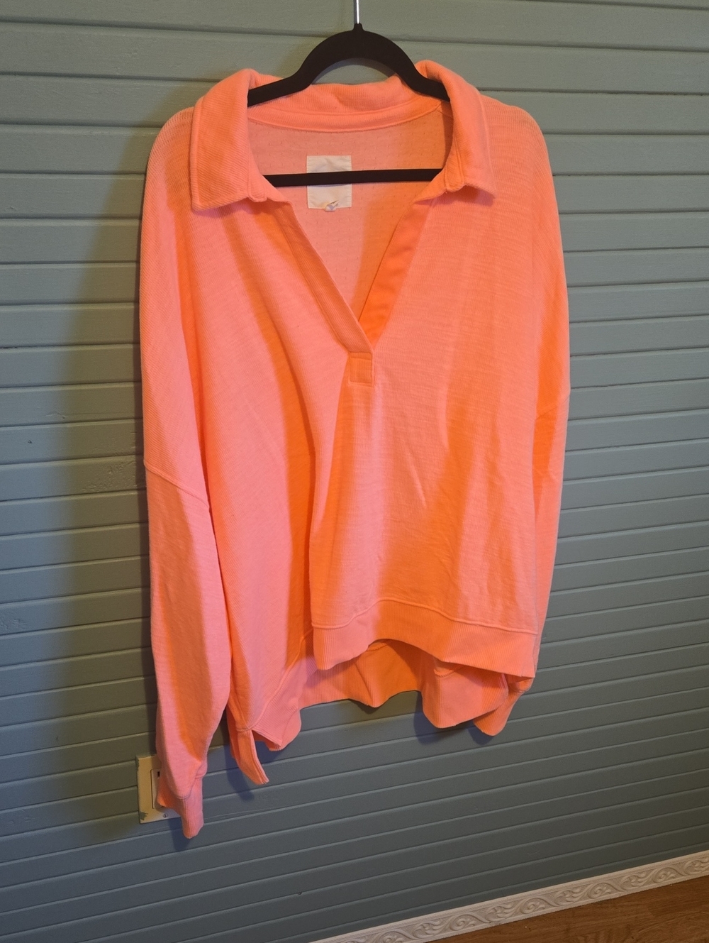 aerie Coral Pink Polo Pullover Sweatshirt